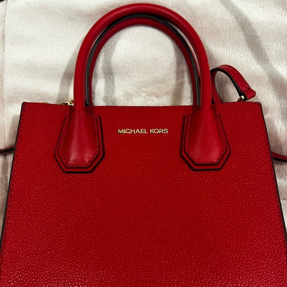 Michael Kors Mercer medium Messenger Bag Red (Flame) purse handbag leather - Picture 2 of 16